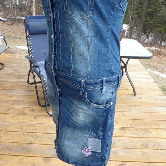 QUIRKY JOE BROWN GOTH PRAIRIE BUTTON FRONT MINI JEANS DRESS GYPSY BOHO 14 16 - Picture 8 of 8